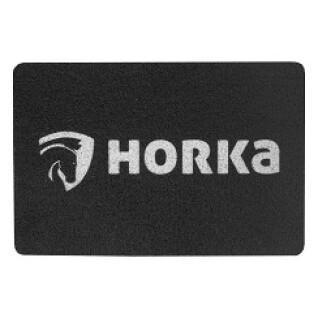 Doormat with HORKA logo.
