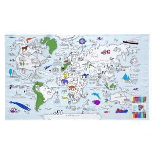 Children's tablecloth - world map Eat Sleep Doodle