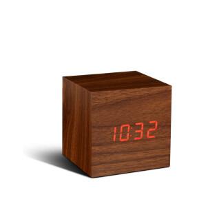 Walnut wood cube clock Gingko Click Clock