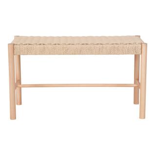 Poplar wood bench with woven seat House Nordic Abano