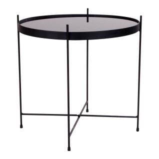 Coffee table in black powder-coated steel with glass House Nordic Venezia