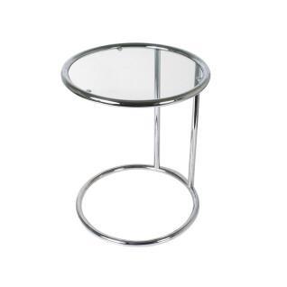 Glass side table with chromed steel Leitmotiv