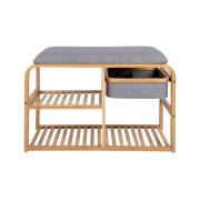 Bench with bamboo and fabric drawer Leitmotiv Dure